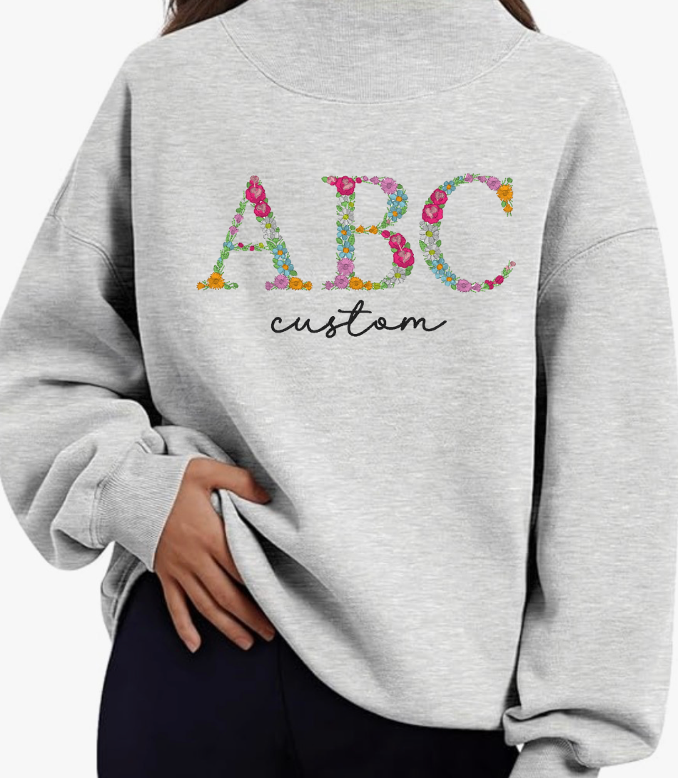 Custom Floral Crewneck| Mockneck