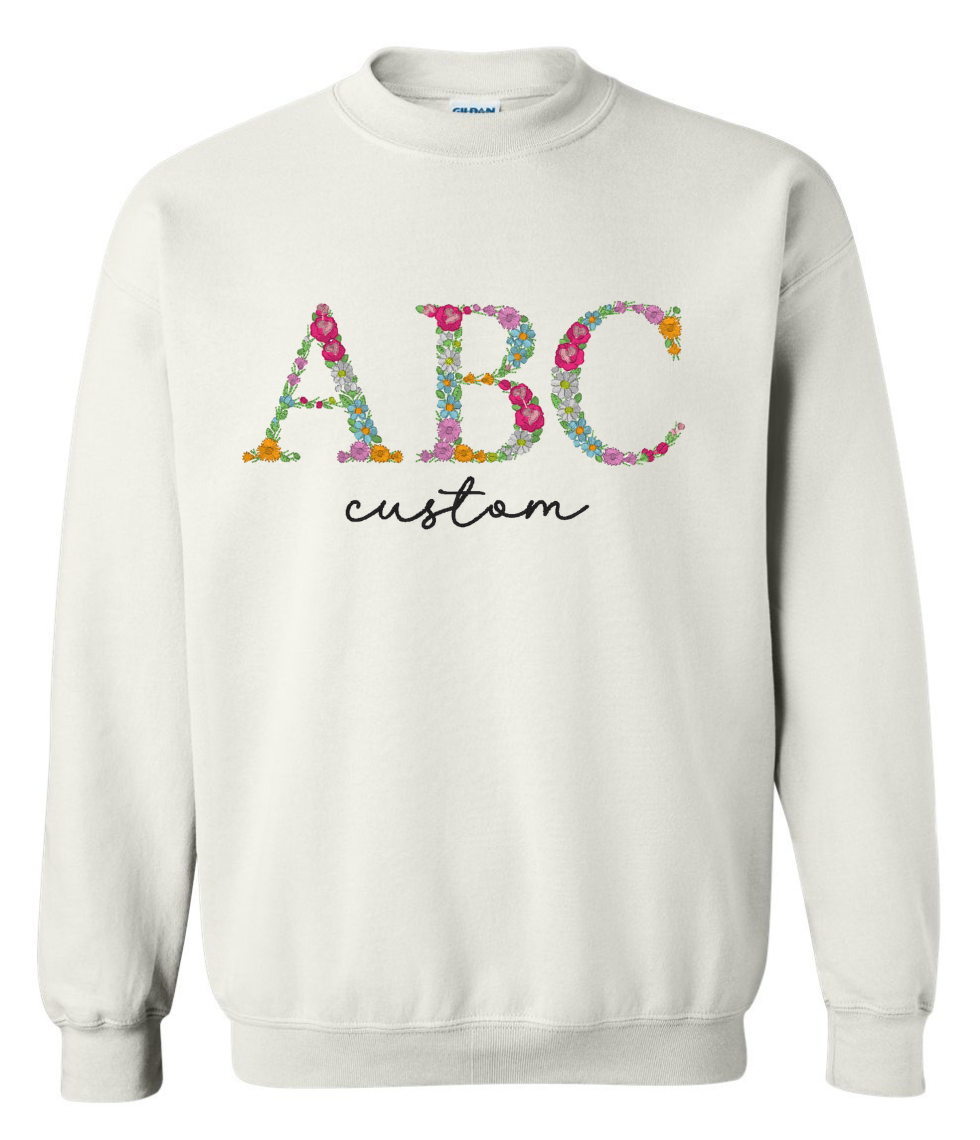 Custom Floral Crewneck| Mockneck
