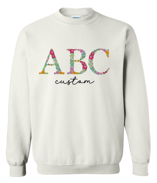 Custom Floral Crewneck| Mockneck
