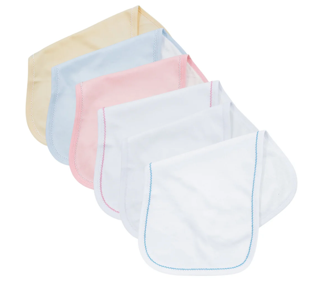 Picot trim burp cloth
